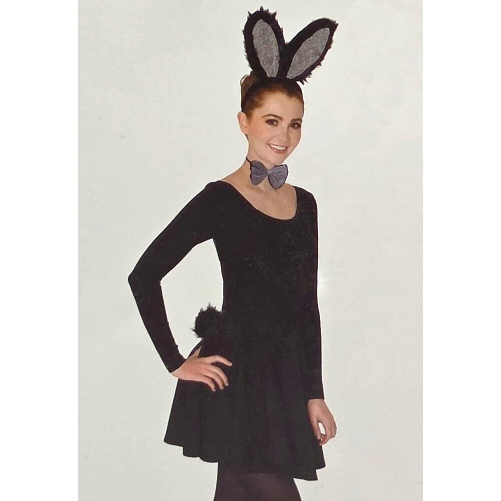 Way to Celebrate Halloween Costume Black Furry Bunny Ears Headband Kit 3-Piece